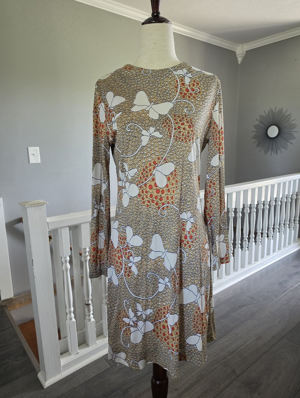 Mindy Malone Vintage 60s Gogo Midi Dress Butterfly Pattern ILGWU